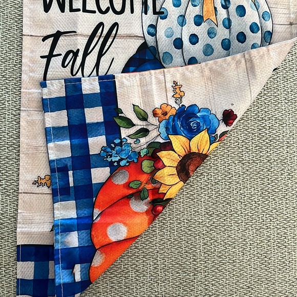 NIP Fall Yard Outdoor Welcome Fall Polka Dot Pumpkin Double Sided 12 x 18 - Picture 3 of 3